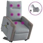 vidaXL Fauteuil inclinable de massage électrique Gris clair Tissu