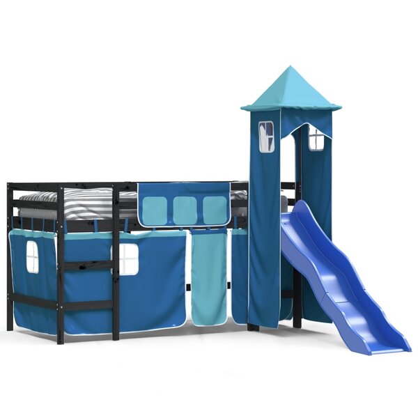 vidaXL Lit mezzanine enfants avec tour sans matelas bleu 90x190 cm