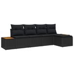 vidaXL Ensemble de canapé de jardin avec coussin 5 Pièces Noir polyrotin