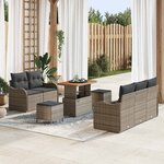 vidaXL Ensemble de canapé de jardin 8 Pièces Gris polyrotin