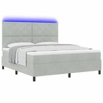 vidaXL Lit à ressort LED avec matelas Gris clair 180 x 200 cm tissu