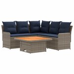 vidaXL Ensembles de meubles 4 Pièces Gris et bleu marine Rotin PE