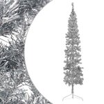 vidaXL Demi sapin de Noël artificiel mince avec support Argenté 240 cm