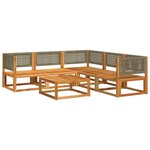 vidaXL Ensemble de canapés de jardin 6 pièces avec coussins en bois d'acacia et rotin