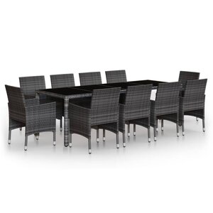 vidaXL Ensemble à manger de jardin 11 Pièces résine tressée gris