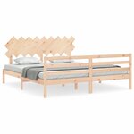 vidaXL Cadre de lit avec tête de lit Super King Size bois massif