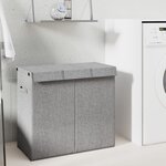 vidaXL Panier à linge pliable Gris 64 5x34 5x59 cm Tissu en faux lin