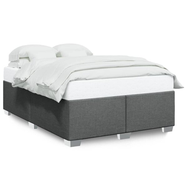 vidaXL Cadre de lit sans matelas gris foncé 140x190 cm tissu