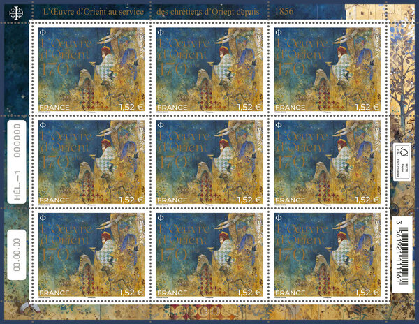 Feuille de 9 timbres - 170 ans de L'Œuvre d'Orient - Lettre Verte