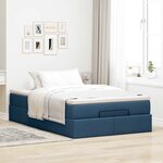vidaXL Cadre de lit ottoman avec matelas bleu 120x190 cm tissu