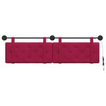 vidaXL Tête de lit suspendue Avec lumière LED Bordeaux Velours