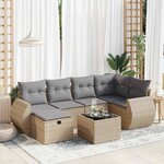 vidaXL Salon de jardin avec coussins 7 Pièces beige résine tressée