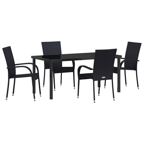 vidaXL Ensemble de salle à manger pour jardin 5 Pièces Noir Poly rotin