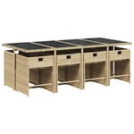vidaXL Ensemble à manger de jardin et coussins 9 Pièces beige Poly rotin