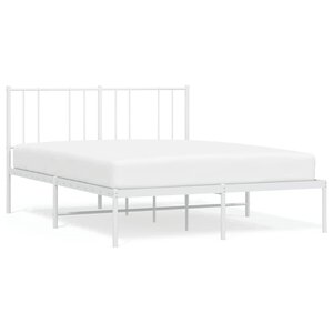 vidaXL Cadre de lit métal sans matelas et tête de lit blanc 160x200 cm
