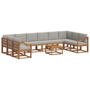 vidaXL Ensemble de canapés d'extérieur 11 pc Gris Naturel et Clair