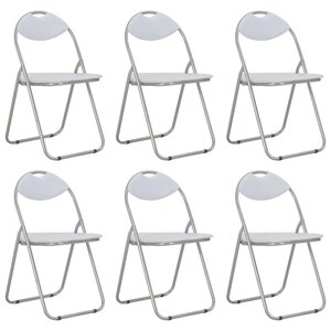 vidaXL Chaises pliantes à manger lot de 6 blanc similicuir