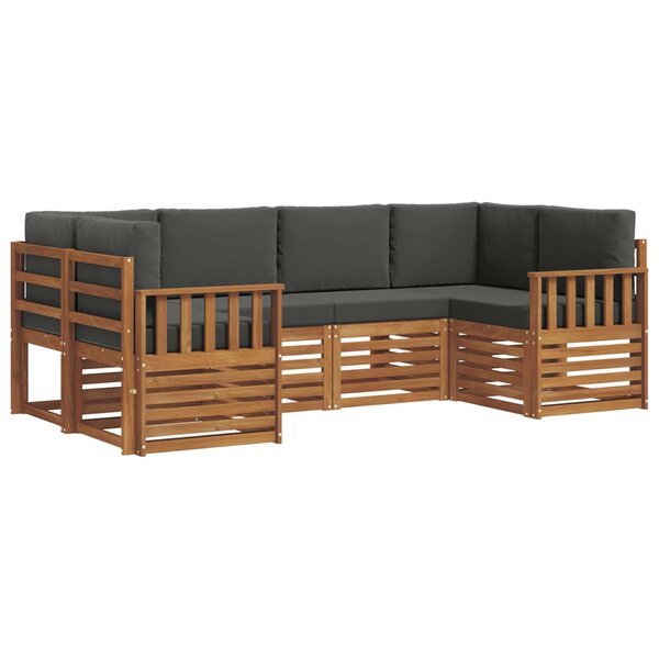 vidaXL Ensemble de canapés d'extérieur 6 pc Naturel et Anthracite