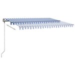 vidaXL Auvent manuel rétractable avec LED 400x300 cm Bleu et blanc
