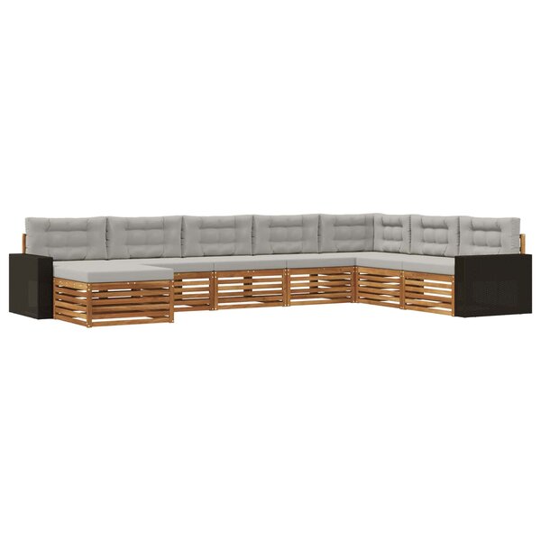 vidaXL Ensemble de canapés d'extérieur 8 pc Naturel et gris clair