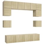 vidaXL Ensemble de meuble TV 8 Pièces Chêne sonoma Bois d'ingénierie