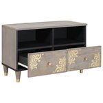 vidaXL Meuble TV avec étagère Gris et or Bois de manguier massif
