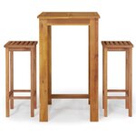 vidaXL Ensemble de bar de jardin 3 Pièces bois d'acacia solide