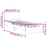 vidaXL Cadre de lit sans matelas avec lumières LED blanc 75x190 cm
