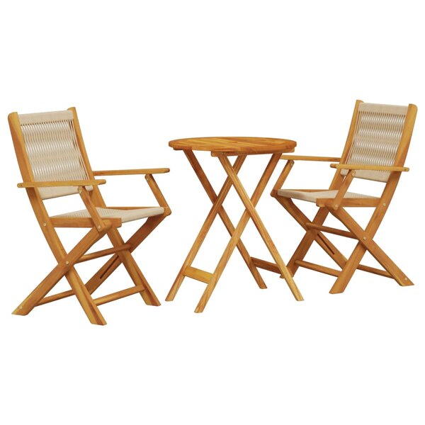 vidaXL Ensemble de bistro 3 Pièces beige polypropylène et bois massif
