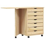 vidaXL Cabinet roulant avec bureau avec roue MOSS Vernis transparent