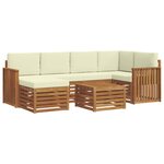 vidaXL Ensemble de canapés d'extérieur 7 pc Naturel et Crème Polyester