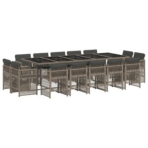 vidaXL Ensemble à manger de jardin 15 Pièces coussins gris résine tressée