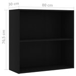 Vidaxl bibliothèque à 2 niveaux noir 80x30x76 5 cm aggloméré