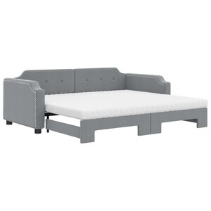 vidaXL Lit de jour avec gigogne et matelas gris clair 100x200 cm tissu