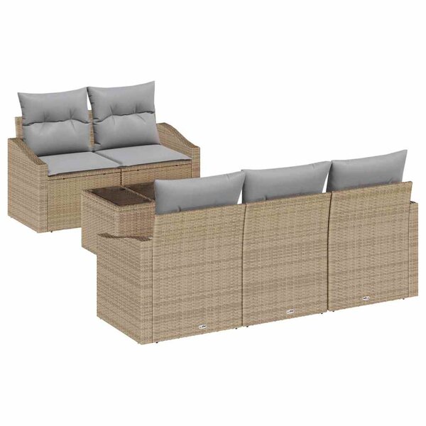vidaXL Ensemble de canapé de jardin avec coussin 6 Pièces Beige et gris