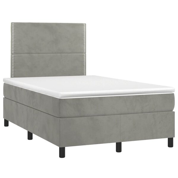 vidaXL Sommier à lattes de lit et matelas gris clair 120x190cm velours