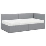 vidaXL Cadre de lit d'angle avec matelas 2 pc Gris clair 90 x 200 cm