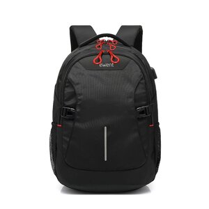 Sac à dos Ewent EW2526 pour ordinateurs portables jusqu'à 15 pouces - Port USB - Bretelles réglables - Noir