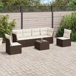 vidaXL Salon de jardin avec coussins 7 Pièces marron résine tressée