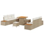 vidaXL Ensemble de canapé de jardin avec coussin 9 Pièces Beige et crème