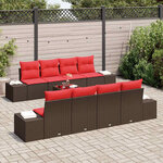 vidaXL Ensemble de canapé de jardin 9 Pièces Marron polyrotin