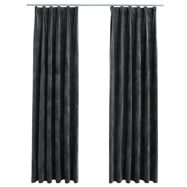 vidaXL Rideaux occultants et crochet 2Pièces Velours Anthracite 140x225cm