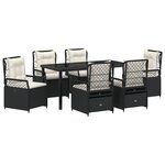 vidaXL Ensemble de Jardin 7 Pièces Noir Rattan Poly