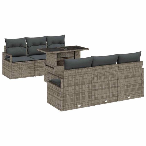vidaXL Ensemble de canapé de jardin 7 Pièces Gris 100 x 55 x 73 cm