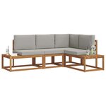 vidaXL 4 pc Ensemble de canapés d'extérieur Gris Naturel et Clair