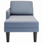 vidaXL Chaise longue avec coussin bleu tissu en velours côtelé