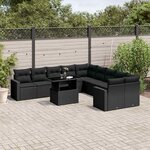 vidaXL Salon de jardin 11 Pièces avec coussins noir résine tressée