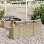 vidaXL Ensemble de canapé de jardin avec coussin 6 Pièces Beige polyrotin