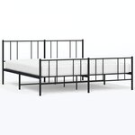 vidaXL Cadre de lit métal sans matelas avec pied de lit noir 183x213cm