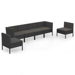 Salon de jardin meuble d'extérieur ensemble de mobilier 6 pièces avec coussins résine tressée noir 02_0016911